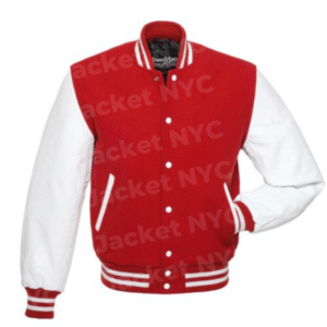 Jacket NYC: Men's Red & White Varsity Jacket